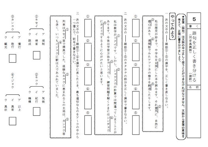 やってみよう 学習に役立つ国語科プリント 基礎 基本編